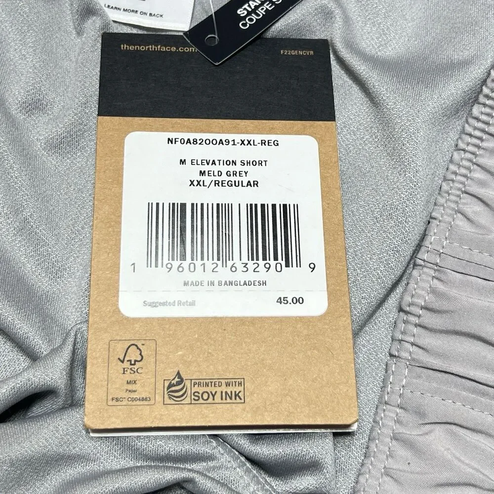 The North Face Mens Elevation Shorts Size XXL Gray NWT